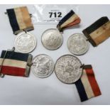 Five Commemoration of the Great War 1919 Peace medals for Plymouth, Bridgwater and Derby