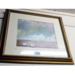 Jon Marshall: framed limited edition coloured print entitled "Thurlestone" - No. 5/25 - signed in