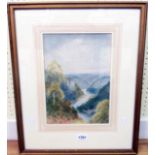 Allen: a gilt framed watercolour depicting an extensive view of Avon Gorge from above - indistinctly