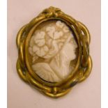 A 19th Century gilt metal framed now fixed swivel brooch, set with cameo panel