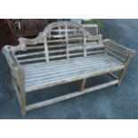 A 6' 4 1/2" teak Lutyens style garden bench - a/f