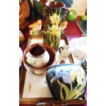 A two handled tray with ceramic base - sold with a Longpark Daffodil tyg vase, etc.