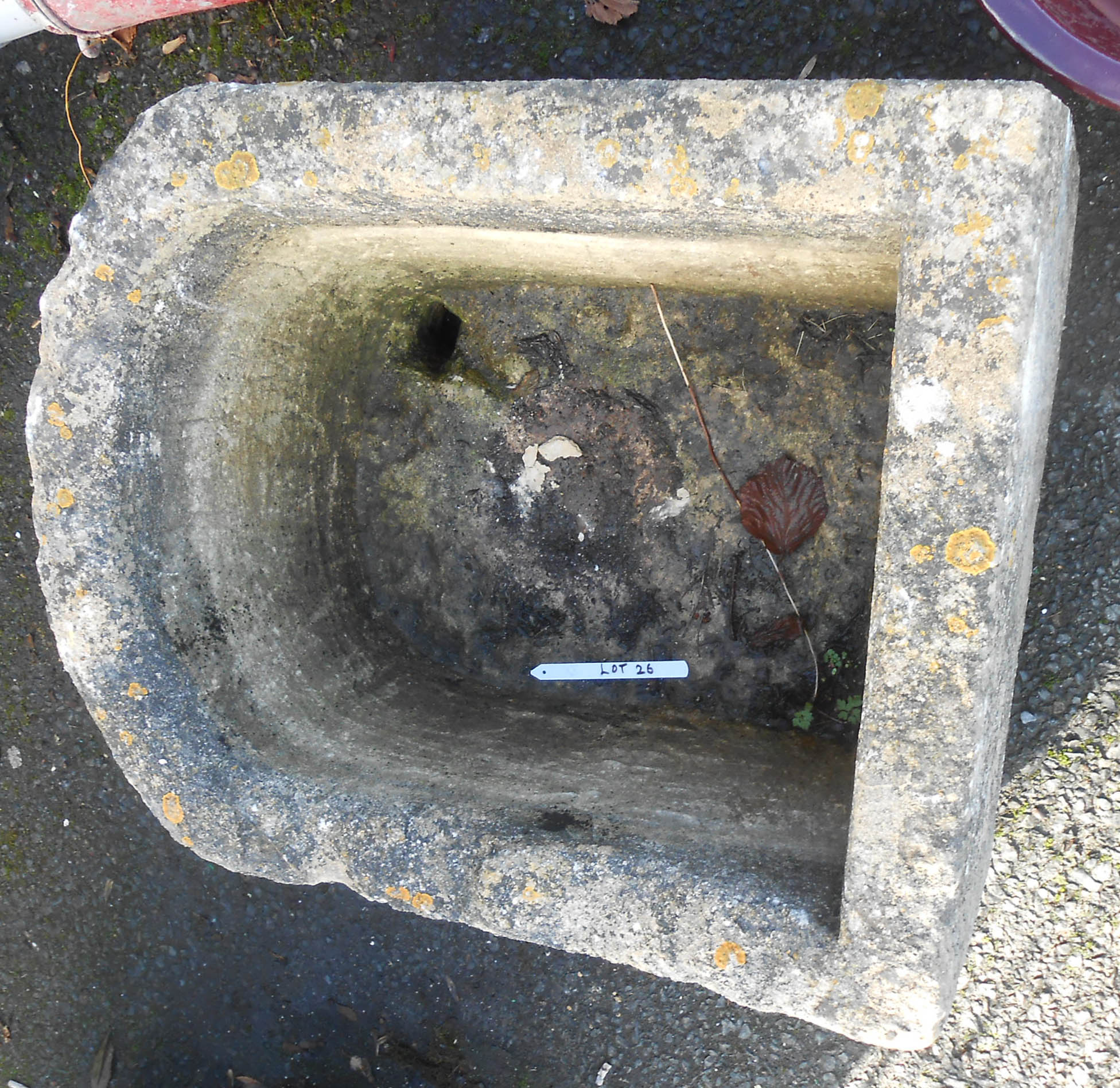 A Coltswold stone D shaped trough - Sold with a staddle stone top