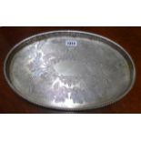 A 15 1/2" Viners silver plated oval gallery tray with embossed grapevine decoration