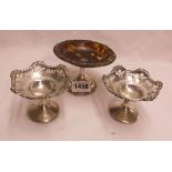 A Mappin & Webb pique work and silver footed sweet meat dish - London 1913 - sold with a pair of