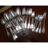 A small quantity of silver plated fiddle pattern cutlery