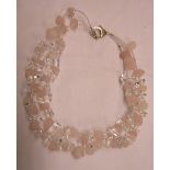 A Kate Higham bespoke necklace, set with rose quartz and rock crystal