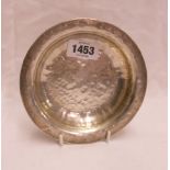 A late 20th Century marked "Sterling" hammered dish by Jac Weller, 1980 and numbered 1093