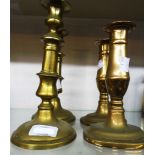 Two pairs of brass candlesticks - various condition
