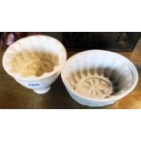 Two ceramic blancmange moulds