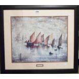 †L. S. Lowry: a framed print, entitled "Sailing Boats"