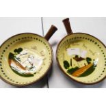 A pair of Watcombe Pottery cottage and mottoware soup bowls