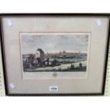 A Hogarth framed antique coloured engraving, depicting Prospect of the capital of Bavaria