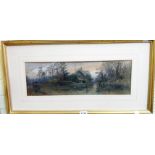 Alfred Leyman: a gilt framed watercolour inscribed verso Offwell, near Honiton - 7" X 21 3/4"