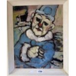 R. L. P. Roland a framed 1959 oil on canvas entitled "Clown"