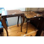 A small walnut veneered occasional table with moulded top and slender cabriole legs - sold with