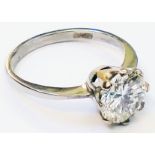 A marked "Plat" white metal 2.14ct. diamond solitaire ring with insurance valuation certificate