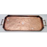 A 22" Art and Crafts Keswick style copper tray with later handles