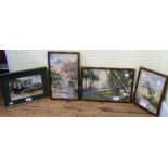 H. G. Gandy: three early 20th Century simulated bamboo framed watercolours, depicting named views in