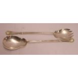 A pair of silver shell topped salad servers by Walker & Hall - Chester 1907