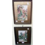 Bunford Joyce: a pair of gilt framed and slipped watercolours depicting thatched cottages