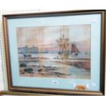 G. Callow: a gilt framed 19th Century watercolour entitled "Tynemouth", depicting beached sailing