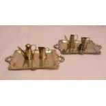 A marked Peru 925 white metal miniature coffee set and two trays