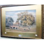 John Henry Leonard: a gilt framed and slipped watercolour, depicting a view of Poulton Farm,