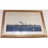 Two framed maritime coloured engraving prints, on entitled "The Great Western", the other Montague