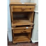 A pair of 17" modern waxed pine bedside tables with single drawer and open recess under
