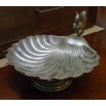 A Cross Arrows silver plated shell pattern footed nut dish with squirrel finial