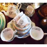 A Royal Albert Silver Maple pattern six place tea set including teapot, sugar bowl, milk jug and