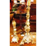 Two brass table lamps