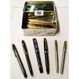 A collection of fountain and other pens including Montblanc 4810 with 14k 585 nib, Cross with 14k