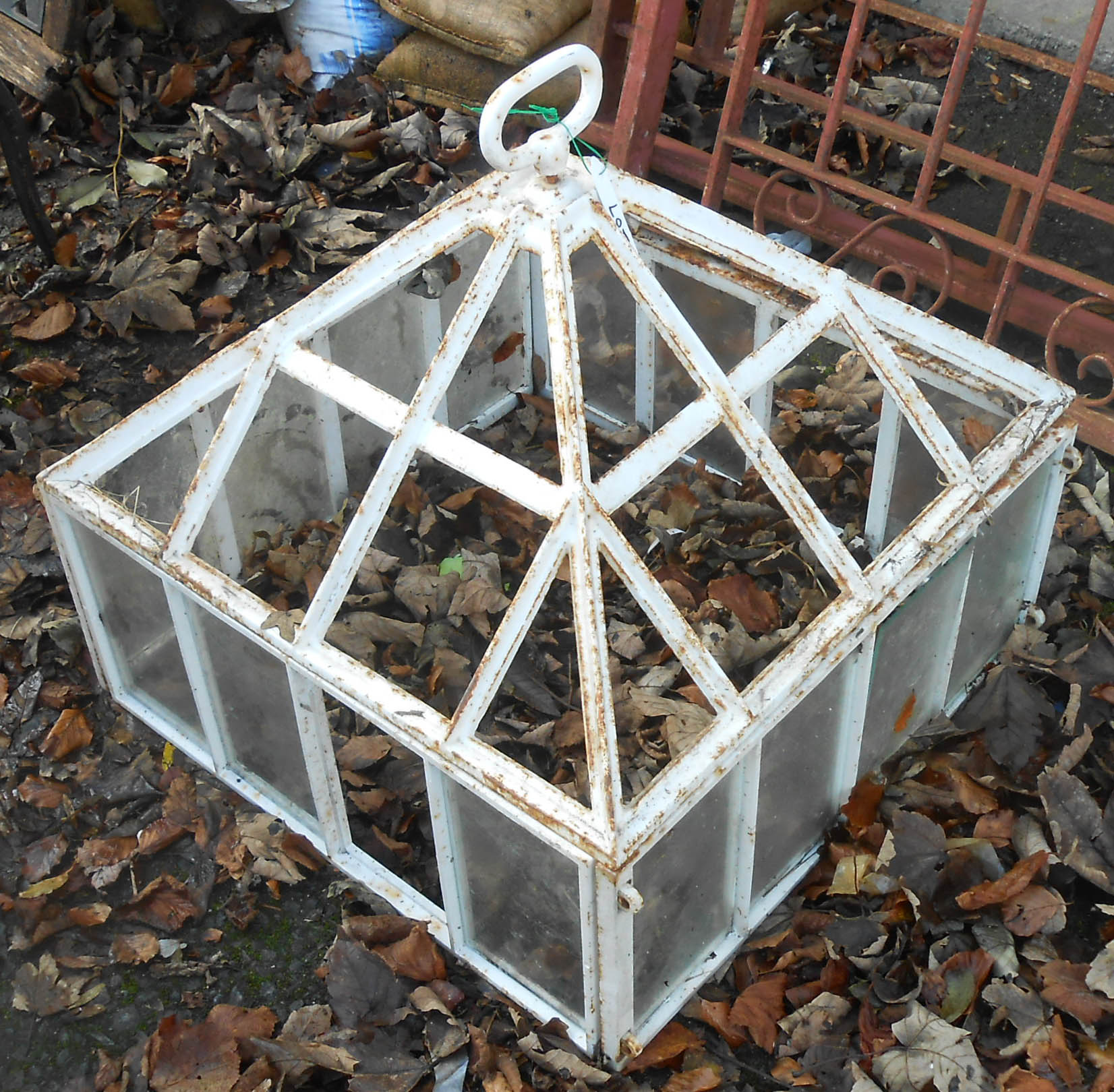 A 22" Victorian style painted cast iron cold frame - for re-glazing and assembly