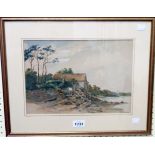 William Henry Dyer: a framed watercolour, depicting a view on the Teign - signed and dated '03