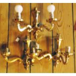 A pair of twin branch wall sconces - sold with another similar