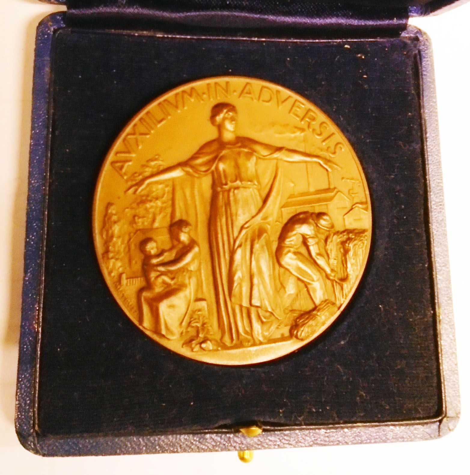 A 1938 cased bronze medallion commemorating the Centenary of the Adriatic Meeting for the Safety