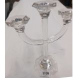 A Villeroy & Boch glass three branch candelabrum
