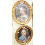 A pair of mid 19th Century pastel portraits depicting young girls - one indistinctly signed, in