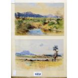 A pair of watercolours (in one frame) depicting landscapes - circa 1900