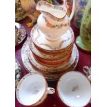 Four Minton's teacups with saucers, two large teacups with saucers, six tea plates, five other