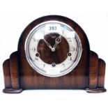 A Smiths Enfield walnut cased mantel clock with eight day chiming movement