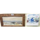 Maud Higham: a small rustic gilt framed watercolour depicting a view of the coast at Budleigh