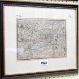 A John Cary framed bookplate map print "Environs of Bath", 8th edition, for Cary's New Itinerary