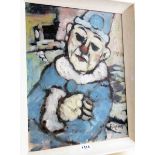 R. L. P. Roland a framed 1959 oil on canvas entitled "Clown"