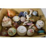 A collection of pill boxes including Limoges - sold with further miniature items