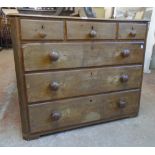 A 3' 7" 19th Century mahogany chest with three short drawers over three long graduated drawers -