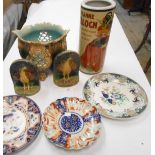 A quantity of china including Royal Doulton Matsumai pattern plate, Imari plate, jardinière with