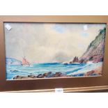 A gilt framed and slipped 19th Century watercolour depicting sailing vessels of the coast